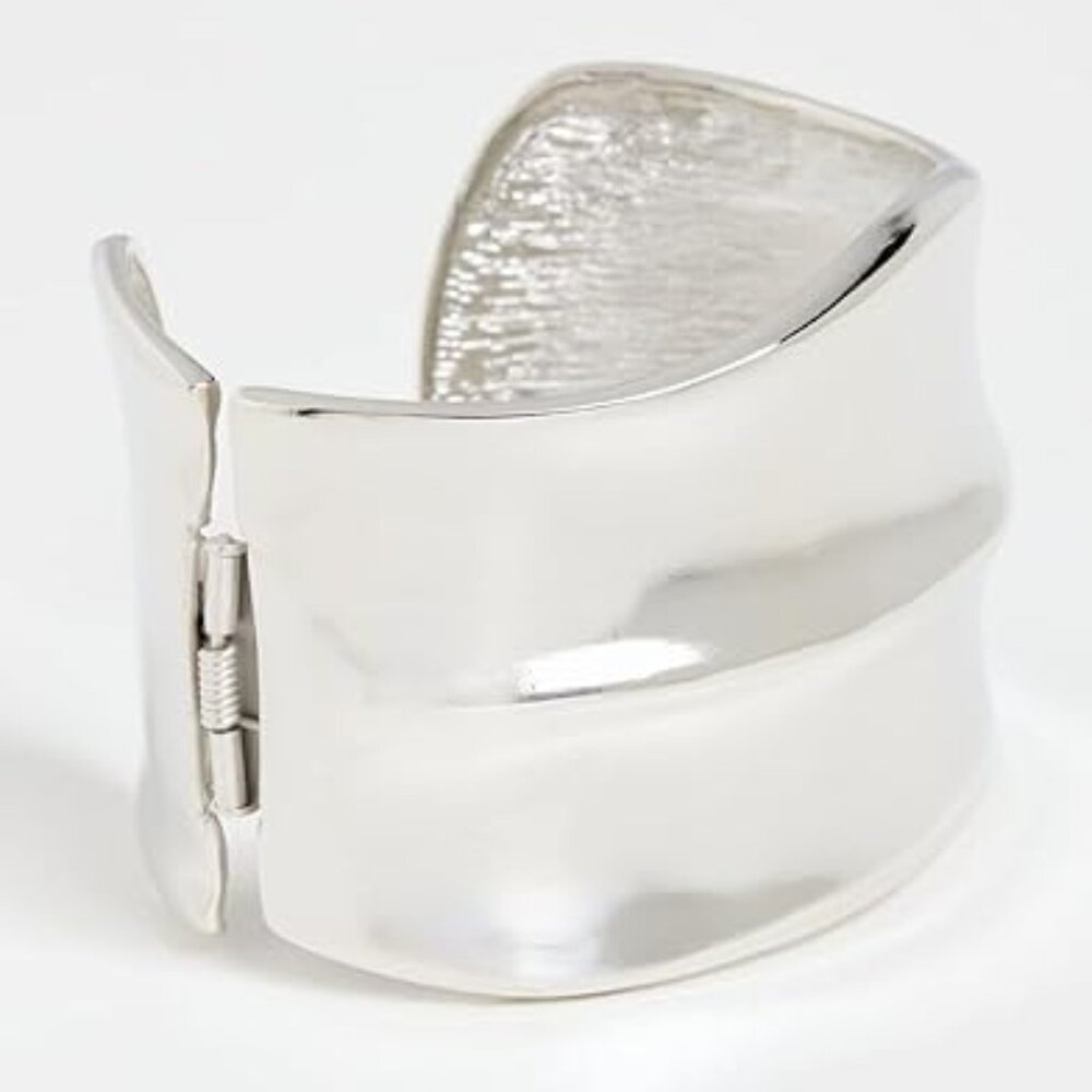Kenneth Jay Lane Women's Thick Satin Silver or Gold Hinged Cuff Bracelet